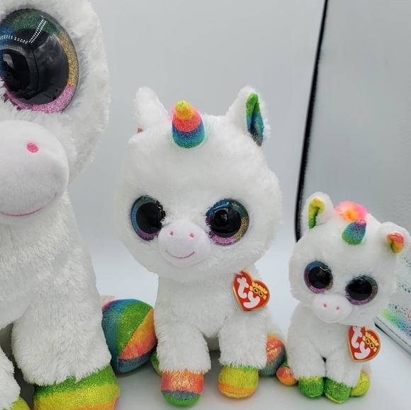 TY Beanie Boos Pixy Rainbow Unicorn Set of 3 #792 - Picture 4 of 12
